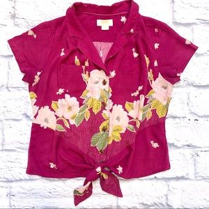 Maeve Tie Front Floral Blouse
